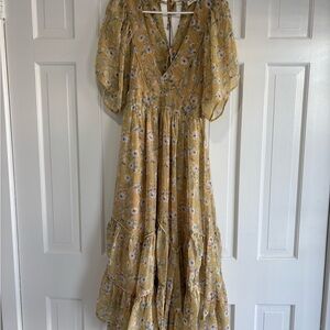 Storia Yellow Floral Boho Maxi Dress